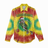 Personalized Lithuania Christmas Tie Dye Women Casual Shirt Skeleton Basketball Slam Dunk LT19