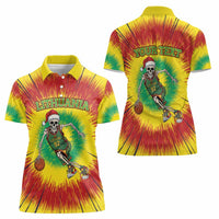 Personalized Lithuania Christmas Tie Dye Women Polo Shirt Skeleton Basketball Slam Dunk LT19