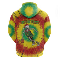 Personalized Lithuania Christmas Tie Dye Zip Hoodie Skeleton Basketball Slam Dunk LT19