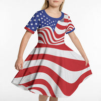 Custom United States Soccer Kid Short Sleeve Dress USA Stars and Stripes Style