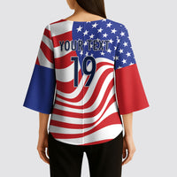 Custom United States Soccer Kimono Sleeve Blouse USA Stars and Stripes Style