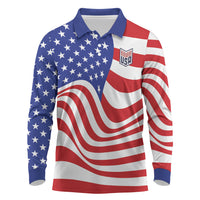 Custom United States Soccer Long Sleeve Polo Shirt USA Stars and Stripes Style