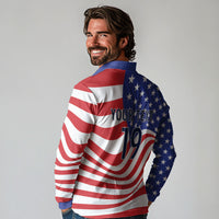 Custom United States Soccer Long Sleeve Polo Shirt USA Stars and Stripes Style