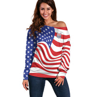 Custom United States Soccer Off Shoulder Sweater USA Stars and Stripes Style