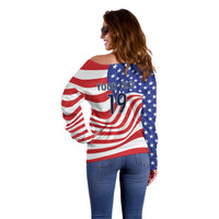 Custom United States Soccer Off Shoulder Sweater USA Stars and Stripes Style