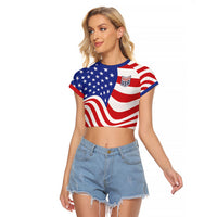 Custom United States Soccer Raglan Cropped T Shirt USA Stars and Stripes Style