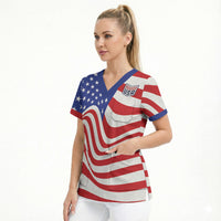 Custom United States Soccer Scrub Top USA Stars and Stripes Style