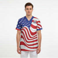 Custom United States Soccer Scrub Top USA Stars and Stripes Style