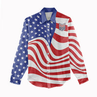 Custom United States Soccer Women Casual Shirt USA Stars and Stripes Style