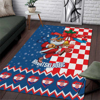 Funny Croatia Ugly Christmas Area Rug Checkerboard Flag Santa Zagreb Design - Wonder Print Shop