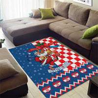Funny Croatia Ugly Christmas Area Rug Checkerboard Flag Santa Zagreb Design - Wonder Print Shop