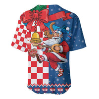 Funny Croatia Ugly Christmas Baseball Jersey Checkerboard Flag Santa Zagreb Design - Wonder Print Shop