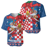 Funny Croatia Ugly Christmas Baseball Jersey Checkerboard Flag Santa Zagreb Design - Wonder Print Shop