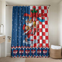 Funny Croatia Ugly Christmas Bathroom Set Checkerboard Flag Santa Zagreb Design - Wonder Print Shop