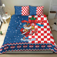 Funny Croatia Ugly Christmas Bedding Set Checkerboard Flag Santa Zagreb Design - Wonder Print Shop