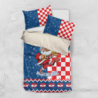 Funny Croatia Ugly Christmas Bedding Set Checkerboard Flag Santa Zagreb Design - Wonder Print Shop