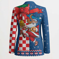 Funny Croatia Ugly Christmas Blazer Checkerboard Flag Santa Zagreb Design - Wonder Print Shop