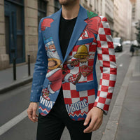 Funny Croatia Ugly Christmas Blazer Checkerboard Flag Santa Zagreb Design - Wonder Print Shop