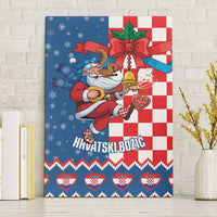 Funny Croatia Ugly Christmas Canvas Wall Art Checkerboard Flag Santa Zagreb Design - Wonder Print Shop