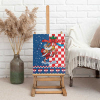 Funny Croatia Ugly Christmas Canvas Wall Art Checkerboard Flag Santa Zagreb Design - Wonder Print Shop