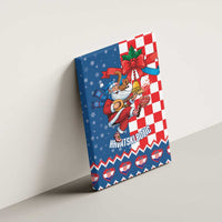Funny Croatia Ugly Christmas Canvas Wall Art Checkerboard Flag Santa Zagreb Design - Wonder Print Shop