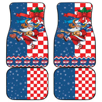 Funny Croatia Ugly Christmas Car Mats Checkerboard Flag Santa Zagreb Design - Wonder Print Shop