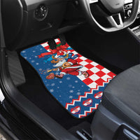Funny Croatia Ugly Christmas Car Mats Checkerboard Flag Santa Zagreb Design - Wonder Print Shop