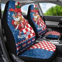 Funny Croatia Ugly Christmas Car Seat Cover Checkerboard Flag Santa Zagreb Design - Wonder Print Shop