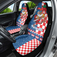 Funny Croatia Ugly Christmas Car Seat Cover Checkerboard Flag Santa Zagreb Design - Wonder Print Shop