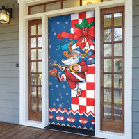 Funny Croatia Ugly Christmas Door Cover Checkerboard Flag Santa Zagreb Design - Wonder Print Shop