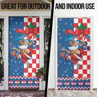 Funny Croatia Ugly Christmas Door Cover Checkerboard Flag Santa Zagreb Design - Wonder Print Shop