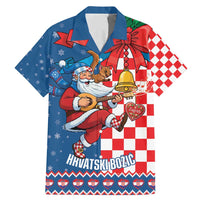 Funny Croatia Ugly Christmas Family Matching Mermaid Dress and Hawaiian Shirt Checkerboard Flag Santa Zagreb Design - Wonder Print Shop