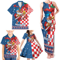 Funny Croatia Ugly Christmas Family Matching Tank Maxi Dress and Hawaiian Shirt Checkerboard Flag Santa Zagreb Design - Wonder Print Shop