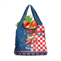 Funny Croatia Ugly Christmas Grocery Bag Checkerboard Flag Santa Zagreb Design - Wonder Print Shop