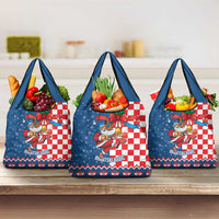 Funny Croatia Ugly Christmas Grocery Bag Checkerboard Flag Santa Zagreb Design - Wonder Print Shop