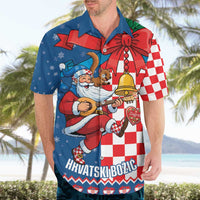 Funny Croatia Ugly Christmas Hawaiian Shirt Checkerboard Flag Santa Zagreb Design - Wonder Print Shop
