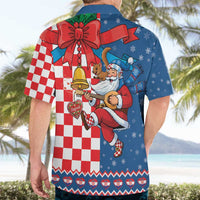 Funny Croatia Ugly Christmas Hawaiian Shirt Checkerboard Flag Santa Zagreb Design - Wonder Print Shop
