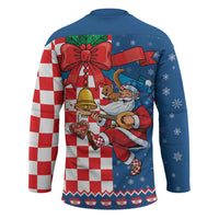 Funny Croatia Ugly Christmas Hockey Jersey Checkerboard Flag Santa Zagreb Design - Wonder Print Shop