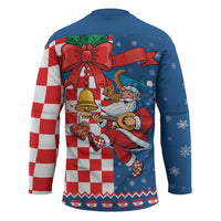 Funny Croatia Ugly Christmas Hockey Jersey Checkerboard Flag Santa Zagreb Design - Wonder Print Shop