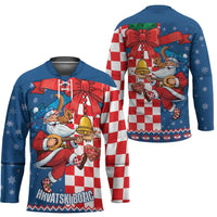 Funny Croatia Ugly Christmas Hockey Jersey Checkerboard Flag Santa Zagreb Design - Wonder Print Shop