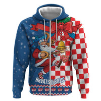 Funny Croatia Ugly Christmas Hoodie Checkerboard Flag Santa Zagreb Design - Wonder Print Shop