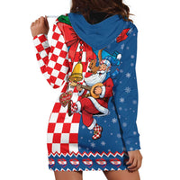 Funny Croatia Ugly Christmas Hoodie Dress Checkerboard Flag Santa Zagreb Design - Wonder Print Shop