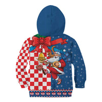 Funny Croatia Ugly Christmas Kid Hoodie Checkerboard Flag Santa Zagreb Design - Wonder Print Shop