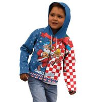 Funny Croatia Ugly Christmas Kid Hoodie Checkerboard Flag Santa Zagreb Design - Wonder Print Shop
