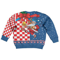 Funny Croatia Ugly Christmas Kid Ugly Christmas Sweater Checkerboard Flag Santa Zagreb Design - Wonder Print Shop