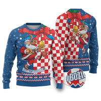 Funny Croatia Ugly Christmas Ugly Christmas Sweater Checkerboard Flag Santa Zagreb Design - Wonder Print Shop