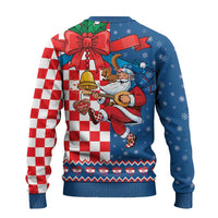 Funny Croatia Ugly Christmas Ugly Christmas Sweater Checkerboard Flag Santa Zagreb Design - Wonder Print Shop