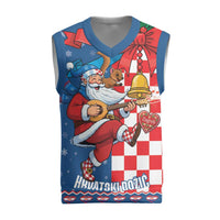 Funny Croatia Ugly Christmas Knitted V-Neck Vest Checkerboard Flag Santa Zagreb Design - Wonder Print Shop