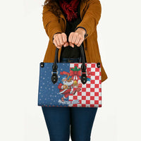 Funny Croatia Ugly Christmas Leather Bag Checkerboard Flag Santa Zagreb Design - Wonder Print Shop