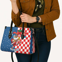 Funny Croatia Ugly Christmas Leather Bag Checkerboard Flag Santa Zagreb Design - Wonder Print Shop